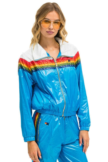 5 STRIPE WINDBREAKER - VINTAGE WHITE // DRESDEN GLOSSY Women's Outerwear Aviator Nation