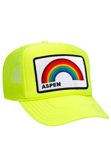ASPEN RAINBOW TRUCKER HAT HATS Aviator Nation OS NEON YELLOW
