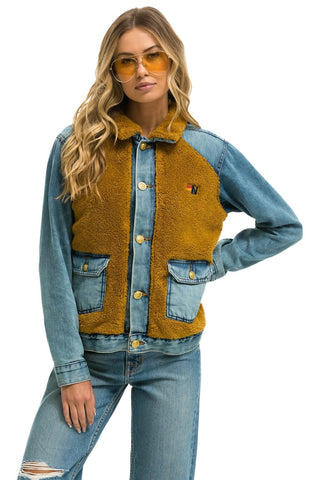 ASPEN SHERPA UNISEX DENIM JACKET - MEDIUM VINTAGE Denim Jacket Aviator Nation