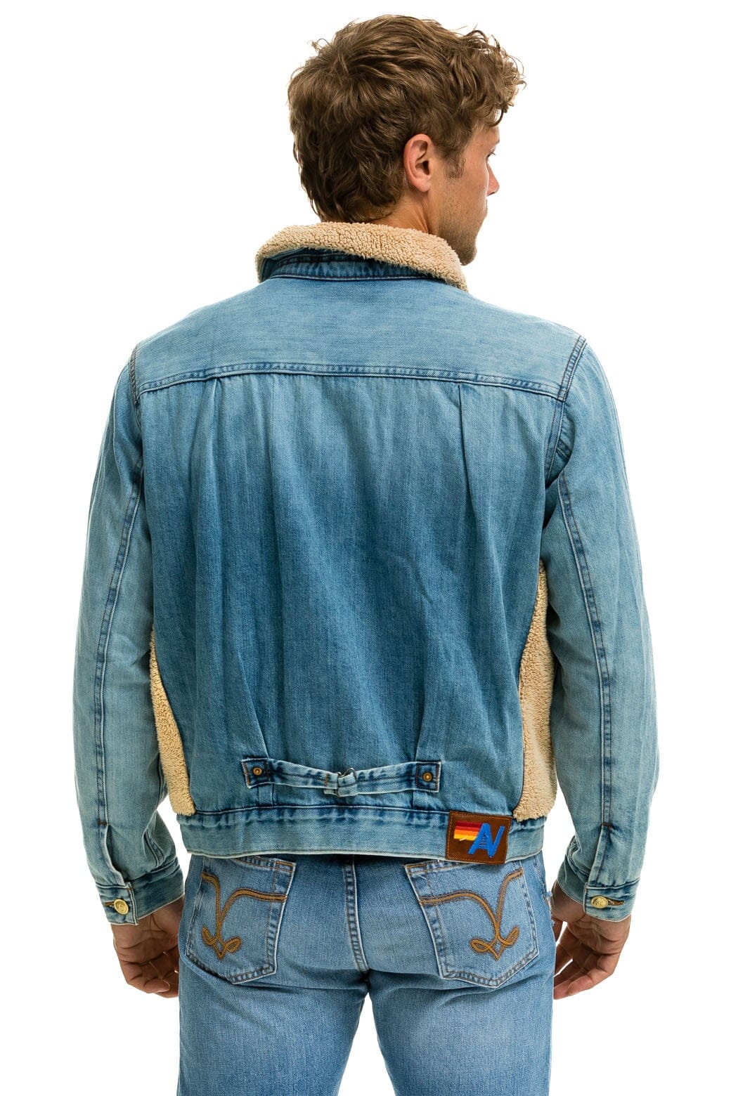 ASPEN SHERPA UNISEX DENIM JACKET - VINTAGE WHEAT Denim Jacket Aviator Nation