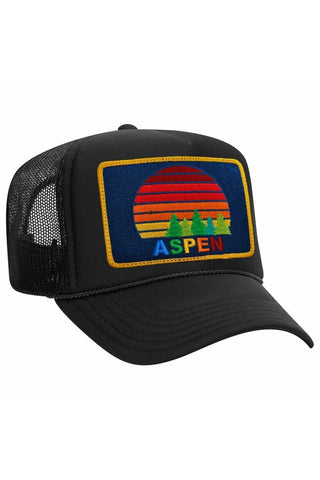 ASPEN SUNSET TRUCKER HAT HATS Aviator Nation OS BLACK