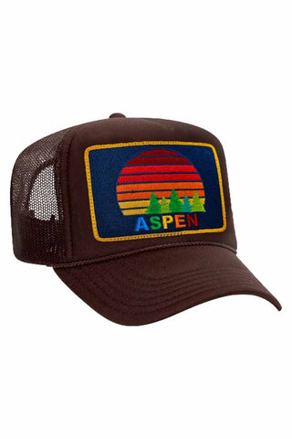ASPEN SUNSET TRUCKER HAT HATS Aviator Nation OS BROWN