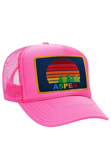 ASPEN SUNSET TRUCKER HAT HATS Aviator Nation OS NEON PINK