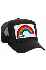 AUSTIN RAINBOW TRUCKER HAT HATS Aviator Nation OS BLACK