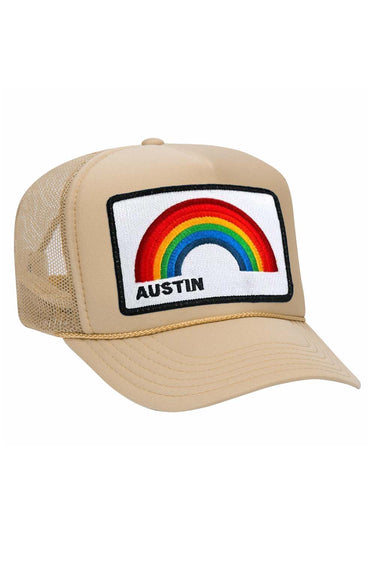 AUSTIN RAINBOW TRUCKER HAT HATS Aviator Nation OS KHAKI
