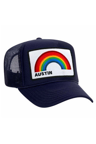 AUSTIN RAINBOW TRUCKER HAT HATS Aviator Nation OS NAVY