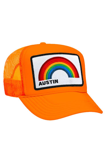 AUSTIN RAINBOW TRUCKER HAT HATS Aviator Nation OS NEON ORAGE