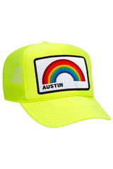 AUSTIN RAINBOW TRUCKER HAT HATS Aviator Nation OS NEON YELLOW