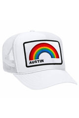 AUSTIN RAINBOW TRUCKER HAT HATS Aviator Nation OS WHITE
