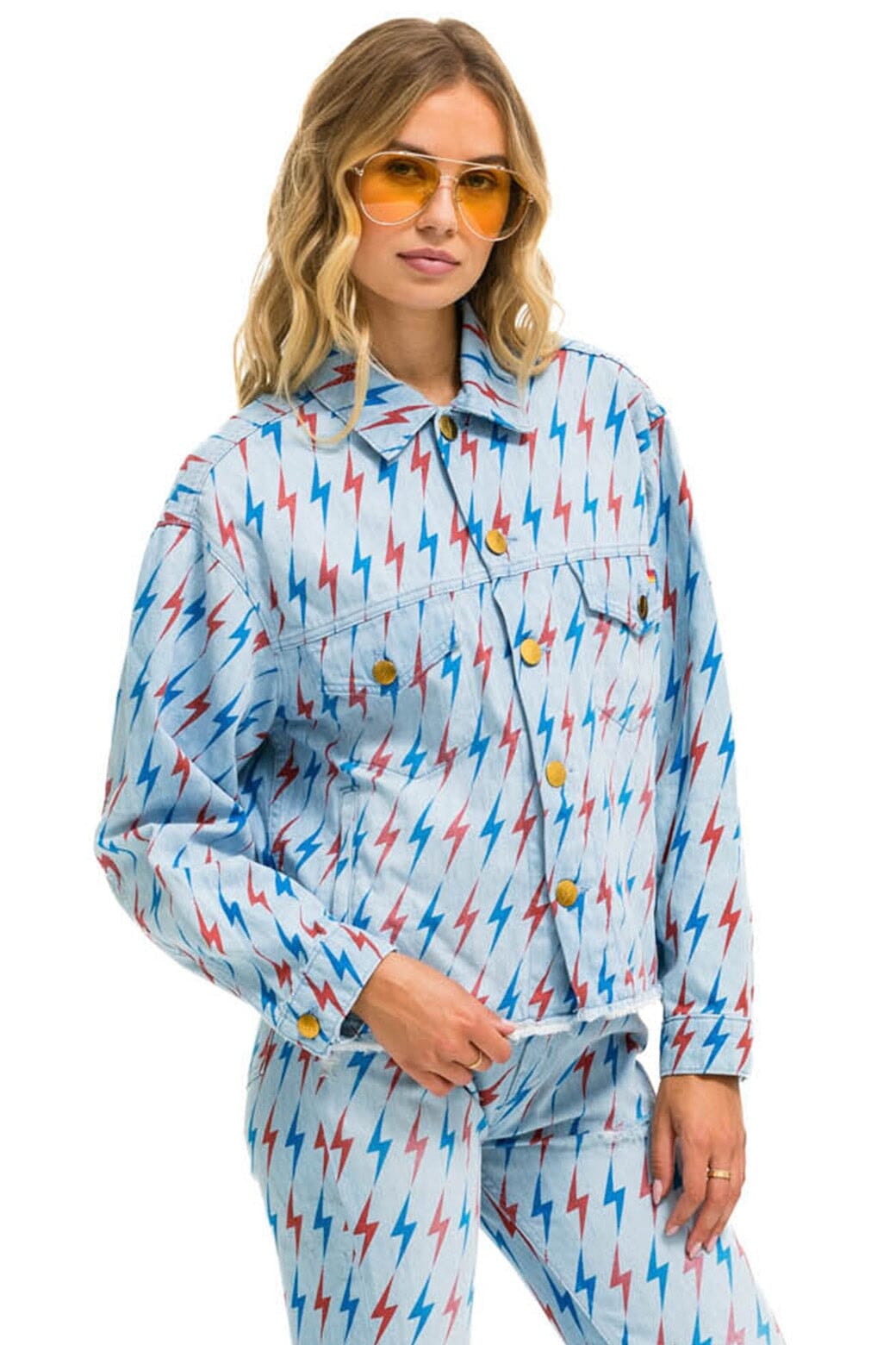 AVIATOR BOLT OVERSIZED CUTOFF DENIM JACKET - SUPER LIGHT Denim Jacket Aviator Nation