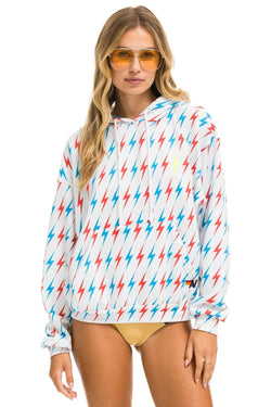 AVIATOR BOLT W/ BOLT EMBROIDERY RELAXED PULLOVER HOODIE - WHITE // USA Hoodie Aviator Nation