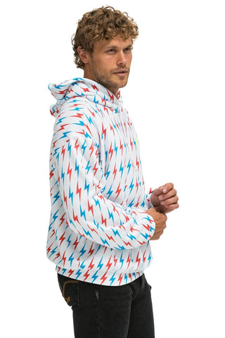 AVIATOR BOLT W/ BOLT EMBROIDERY RELAXED PULLOVER HOODIE - WHITE // USA Hoodie Aviator Nation