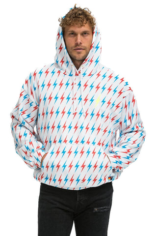 AVIATOR BOLT W/ BOLT EMBROIDERY RELAXED PULLOVER HOODIE - WHITE // USA Hoodie Aviator Nation