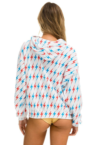 AVIATOR BOLT W/ BOLT EMBROIDERY RELAXED PULLOVER HOODIE - WHITE // USA Hoodie Aviator Nation