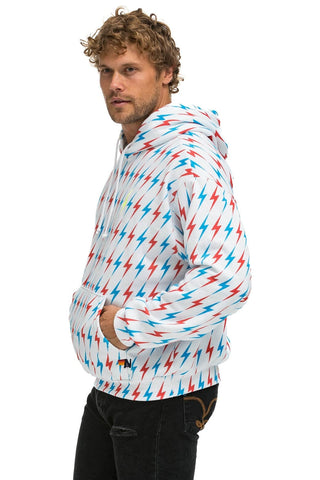 AVIATOR BOLT W/ BOLT EMBROIDERY RELAXED PULLOVER HOODIE - WHITE // USA Hoodie Aviator Nation