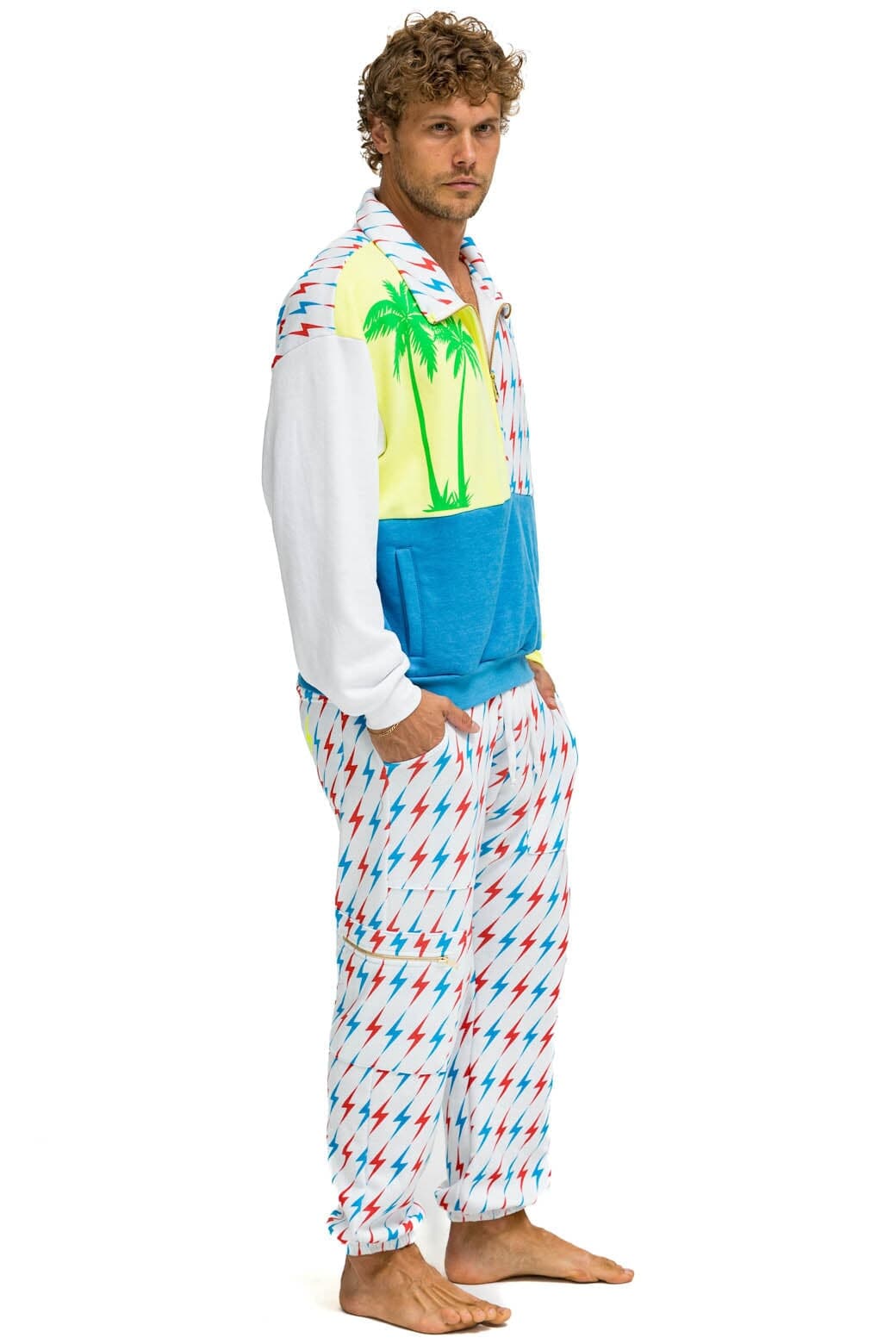 AVIATOR BOLT W/ BOLT EMBROIDERY SWEATPANTS - WHITE // USA Men's Sweatpants Aviator Nation