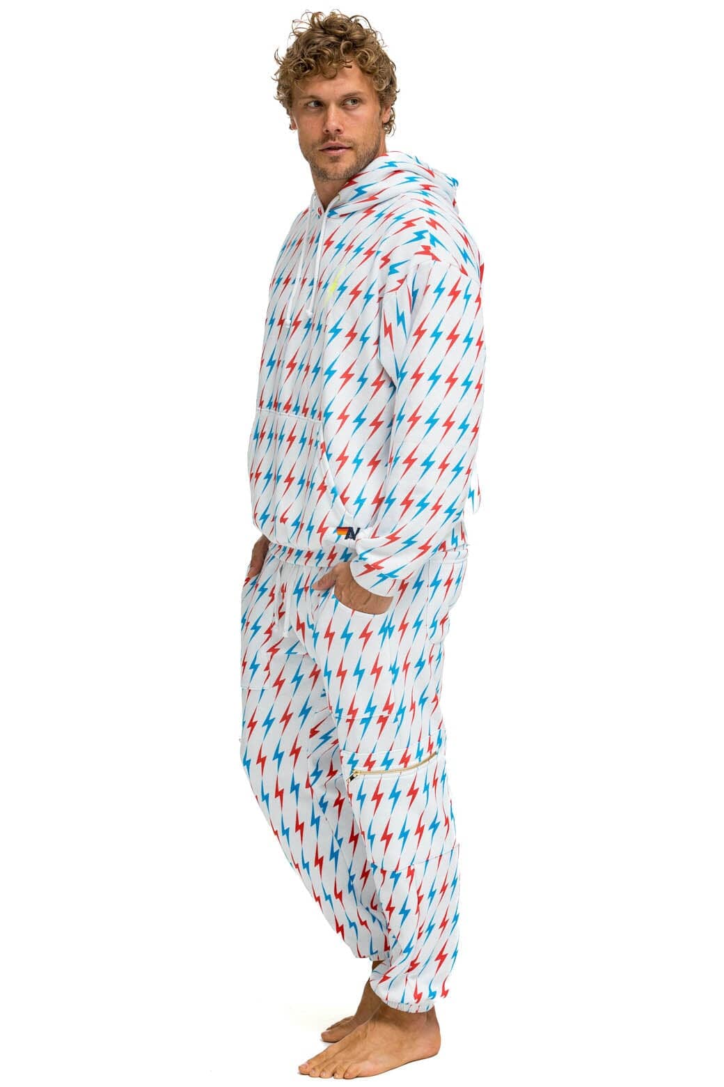 AVIATOR BOLT W/ BOLT EMBROIDERY SWEATPANTS - WHITE // USA Men's Sweatpants Aviator Nation