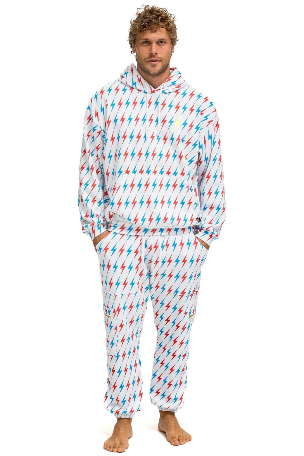 AVIATOR BOLT W/ BOLT EMBROIDERY SWEATPANTS - WHITE // USA Men's Sweatpants Aviator Nation