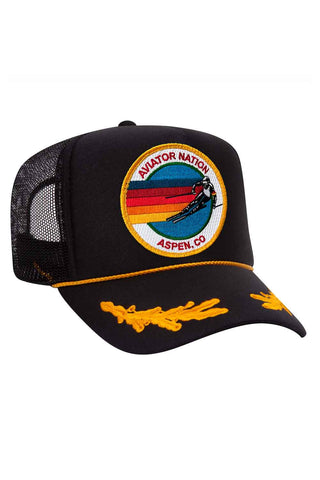 AVIATOR NATION ASPEN TRUCKER HAT HATS Aviator Nation OS BLACK LEAF
