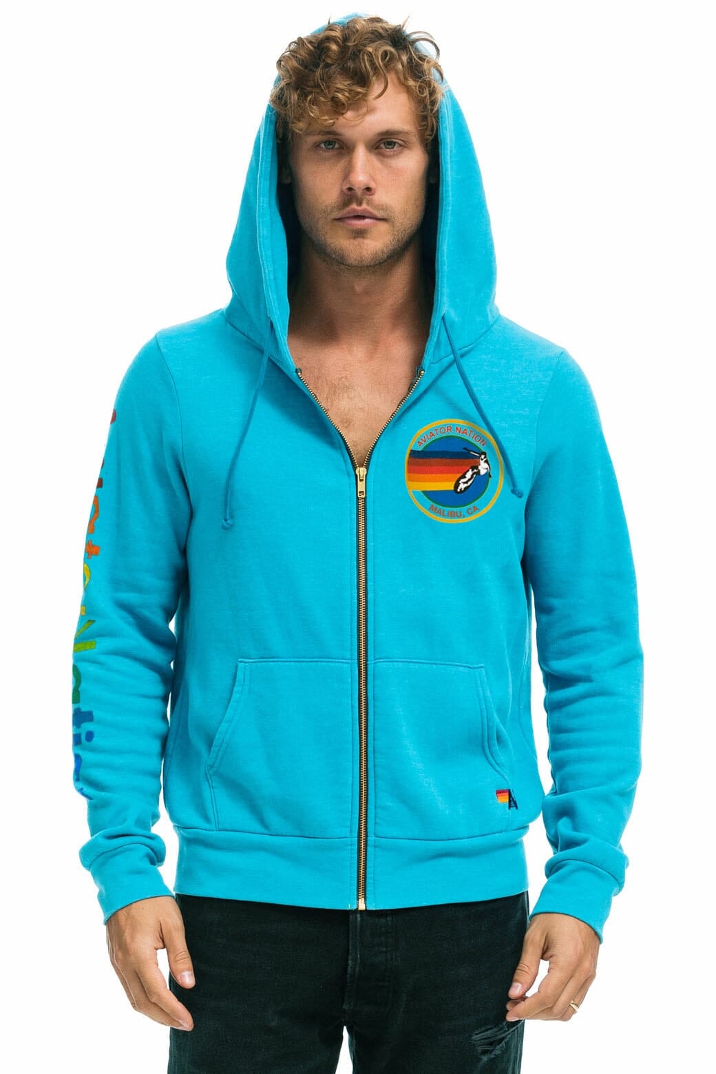 AVIATOR NATION BU ZIP HOODIE - NEON BLUE Hoodie Aviator Nation