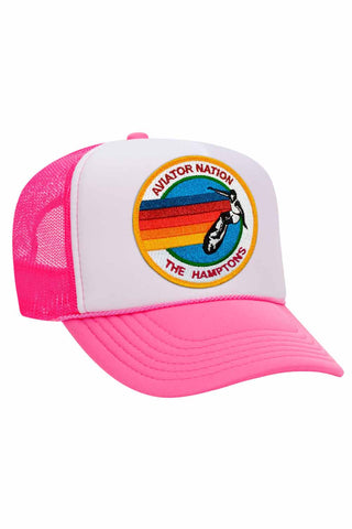 AVIATOR NATION HAMPTONS TRUCKER HAT HATS Aviator Nation NEON PINK // WHITE // NEON PINK