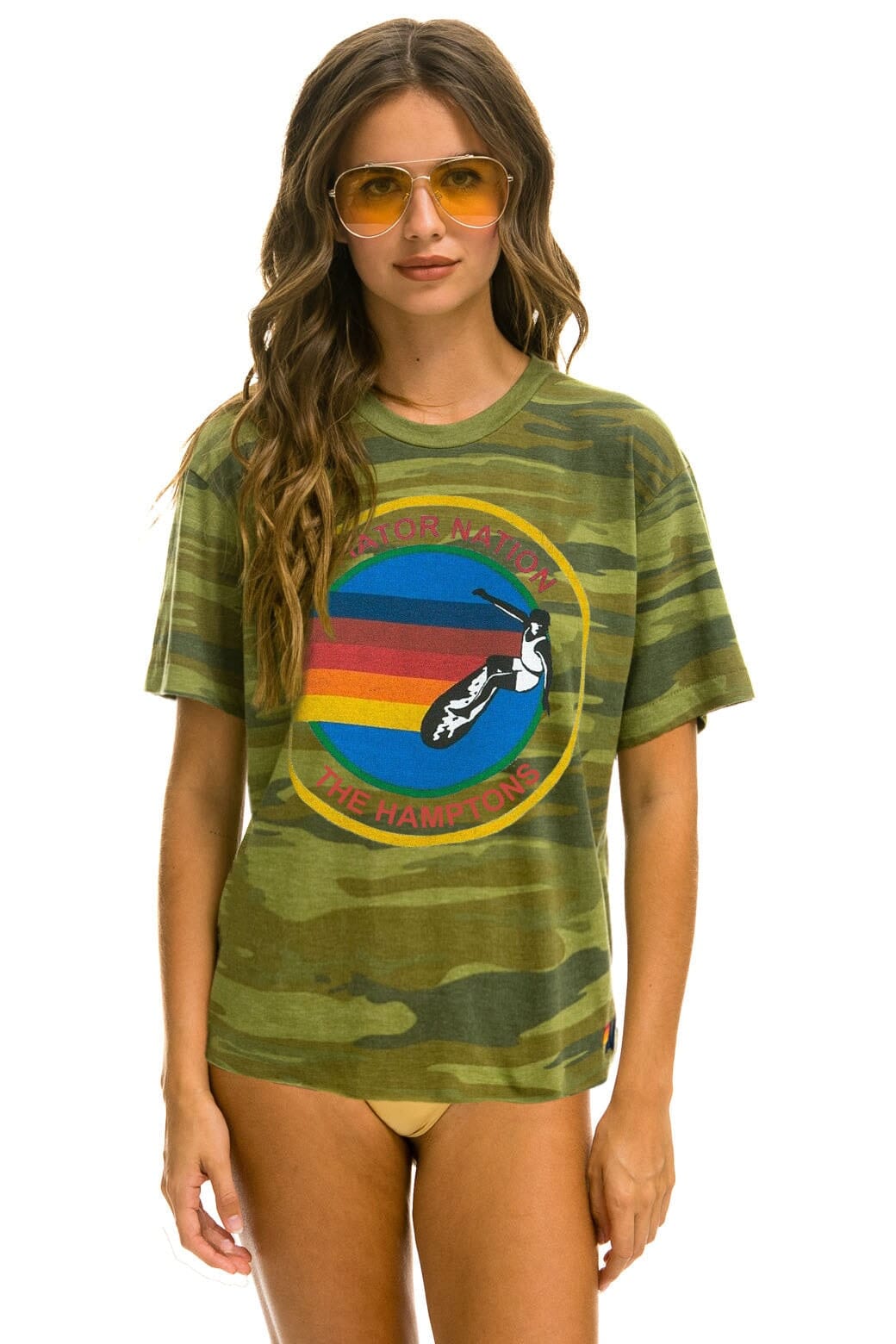AVIATOR NATION HAMPTONS UNISEX CREW TEE - CAMO Tees Aviator Nation