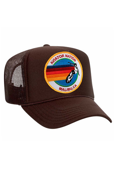 AVIATOR NATION MALIBU VINTAGE TRUCKER HAT HATS Aviator Nation OS BROWN