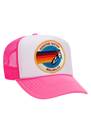 AVIATOR NATION MALIBU VINTAGE TRUCKER HAT HATS Aviator Nation OS NEON PINK // WHITE // NEON PINK