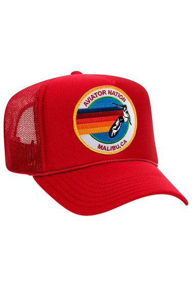 AVIATOR NATION MALIBU VINTAGE TRUCKER HAT HATS Aviator Nation OS RED