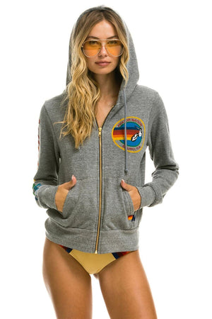 AVIATOR NATION MALIBU ZIP HOODIE - HEATHER GREY