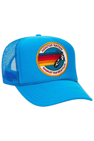 AVIATOR NATION MANHATTAN BEACH TRUCKER HAT HATS Aviator Nation OS NEON BLUE