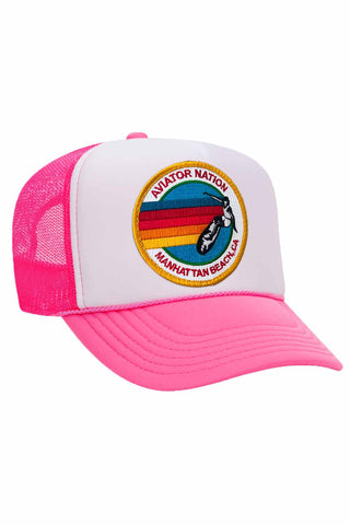 AVIATOR NATION MANHATTAN BEACH TRUCKER HAT HATS Aviator Nation OS NEON PINK // WHITE // NEON PINK