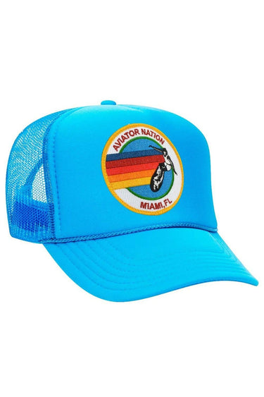 AVIATOR NATION MIAMI TRUCKER HAT HATS Aviator Nation OS NEON BLUE