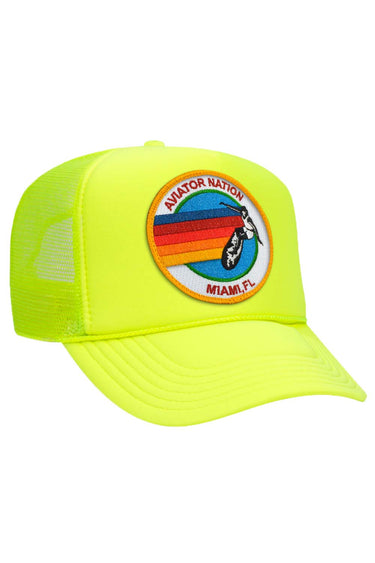 AVIATOR NATION MIAMI TRUCKER HAT HATS Aviator Nation OS NEON YELLOW