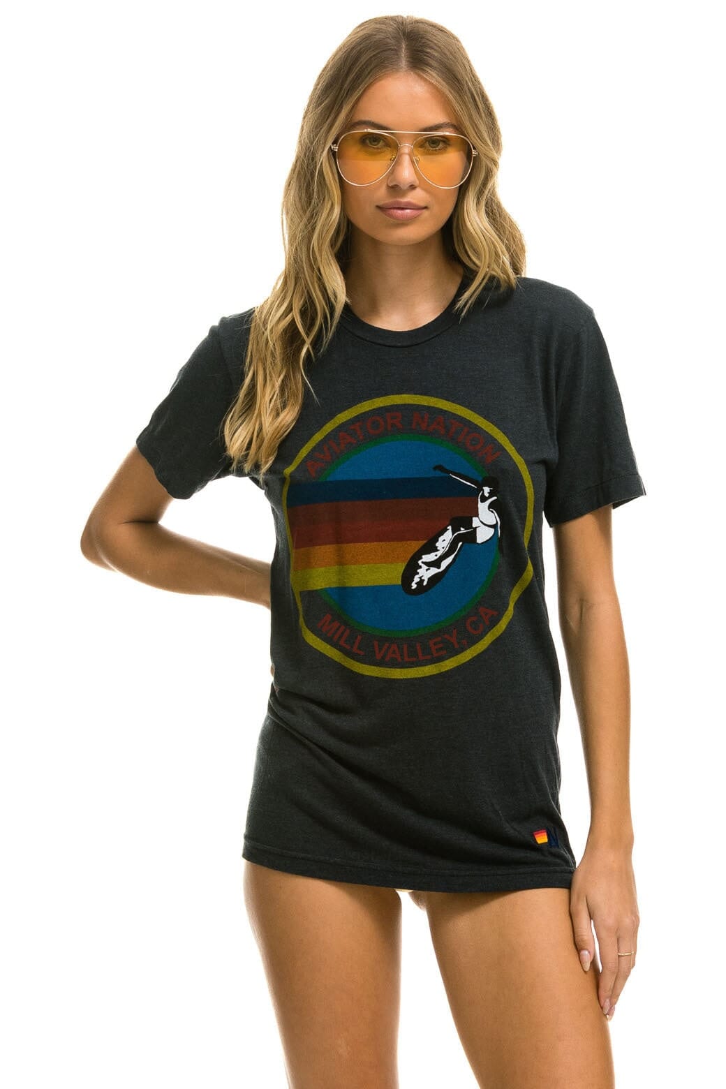 AVIATOR NATION MLVY - CREW TEE SHIRT CHAR L Tees Aviator Nation