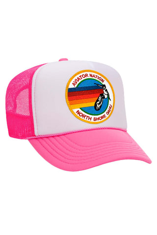 AVIATOR NATION NORTH SHORE TRUCKER HAT HATS Aviator Nation OS WHITE // NEON PINK