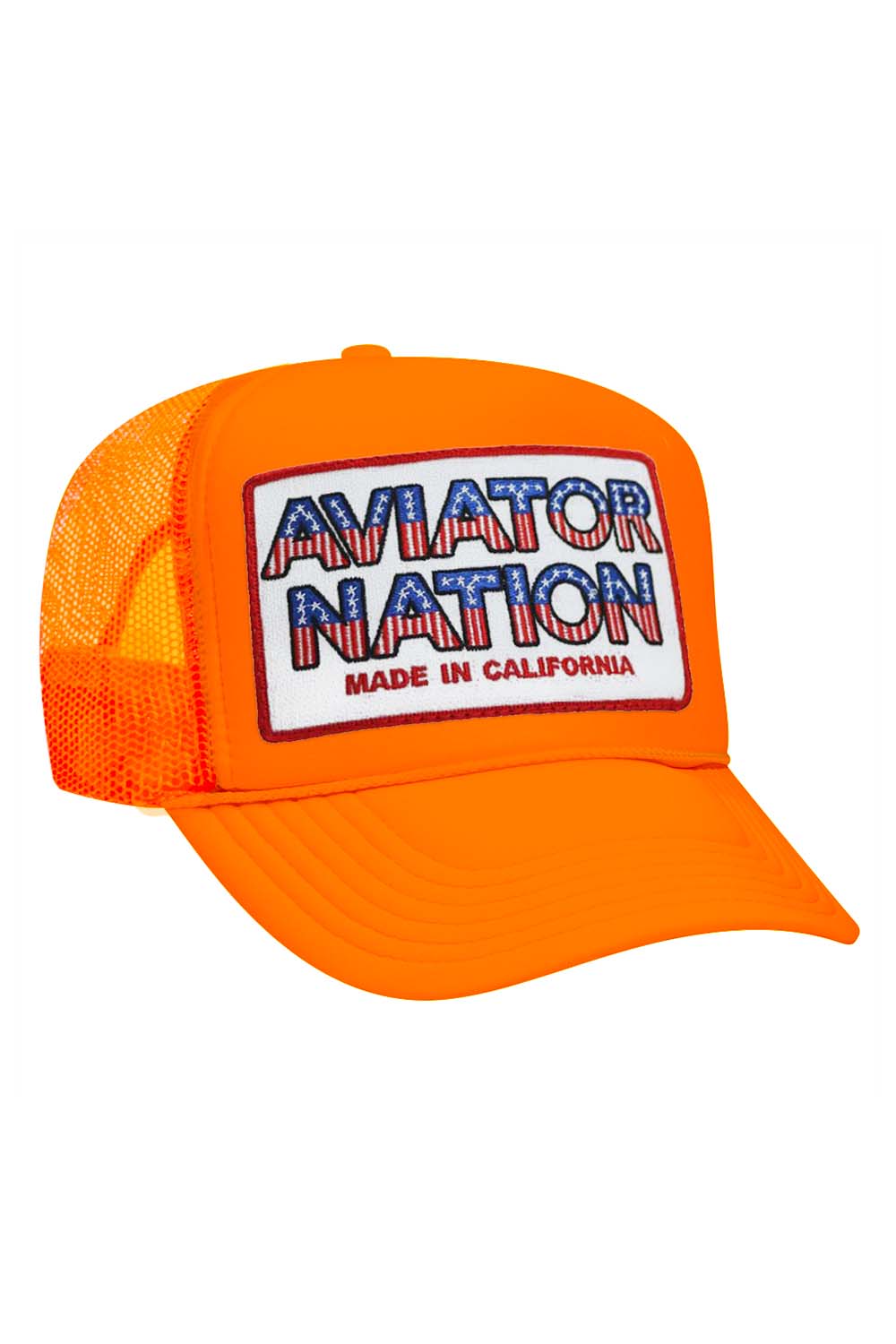 AVIATOR NATION USA PATRIOTIC VINTAGE TRUCKER HAT HATS Aviator Nation OS NEON ORANGE