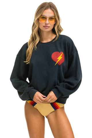 BOLT HEART RELAXED CREW SWEATSHIRT - CHARCOAL Sweatshirt Aviator Nation