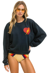 BOLT HEART RELAXED CREW SWEATSHIRT - CHARCOAL Sweatshirt Aviator Nation
