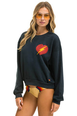 BOLT HEART RELAXED CREW SWEATSHIRT - CHARCOAL Sweatshirt Aviator Nation