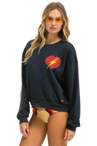 BOLT HEART RELAXED CREW SWEATSHIRT - CHARCOAL Sweatshirt Aviator Nation