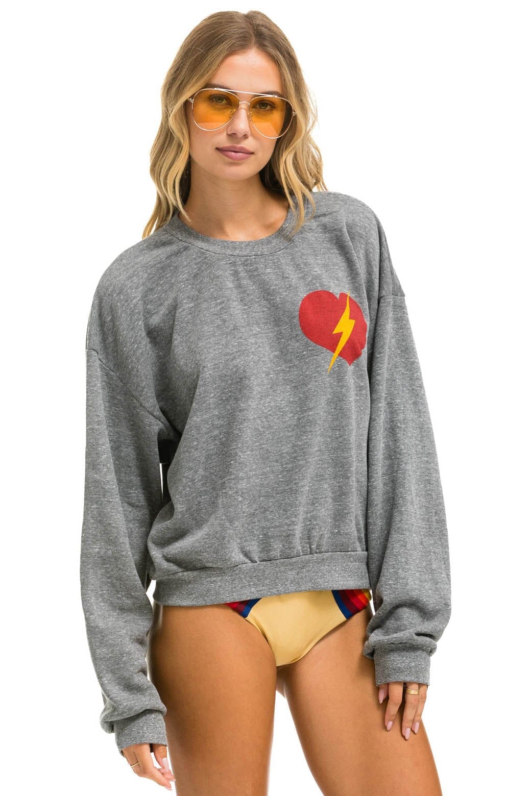 BOLT HEART RELAXED CREW SWEATSHIRT - HEATHER Sweatshirt Aviator Nation