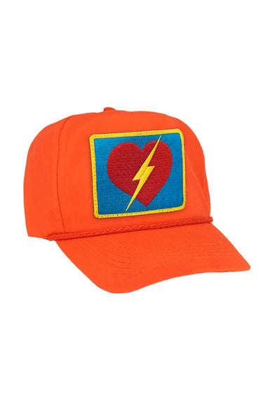 BOLT HEART VINTAGE NYLON TRUCKER HAT HATS Aviator Nation NEON ORANGE