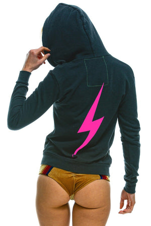 BOLT HOODIE - CHARCOAL // NEON PINK