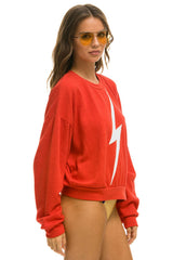 BOLT RELAXED CREW SWEATSHIRT - RED // WHITE Sweatshirt Aviator Nation