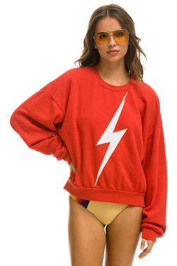 BOLT RELAXED CREW SWEATSHIRT - RED // WHITE Sweatshirt Aviator Nation