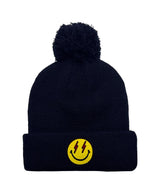 BOLT SMILEY POM POM RIB BEANIE Beanie Aviator Nation NAVY