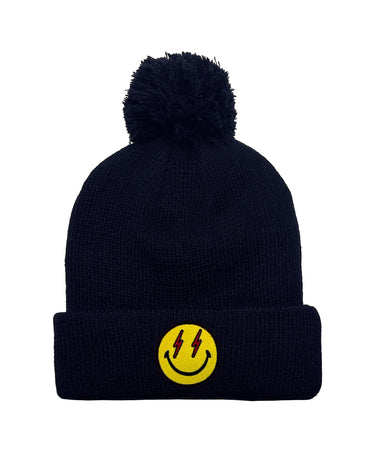 BOLT SMILEY POM POM RIB BEANIE Beanie Aviator Nation NAVY