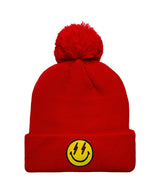 BOLT SMILEY POM POM RIB BEANIE Beanie Aviator Nation RED
