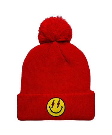 BOLT SMILEY POM POM RIB BEANIE Beanie Aviator Nation RED